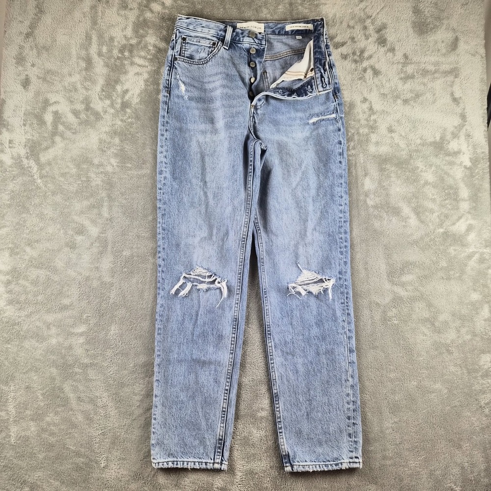 Aritzia Denim Forum The BF Jeans Womens 26 Blue High Rise Loose 28L Distressed